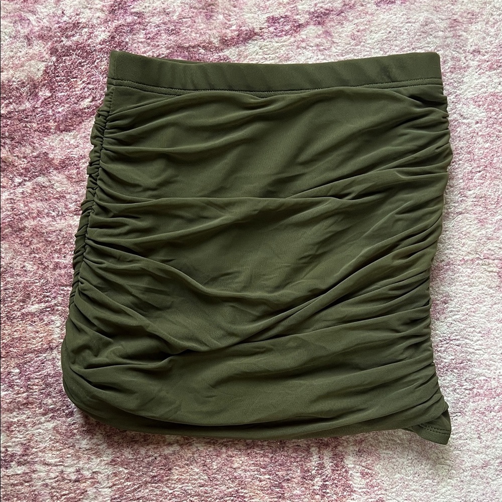 SHEIN Dark Green Gathered Mini Skirt